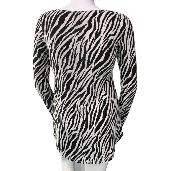 LEL Long Elegant Legs Womens Sz M Zebra Print Tunic Top Stretch Square Neck VTG - Picture 7 of 14